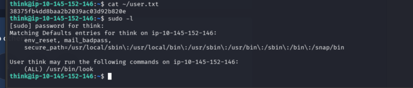 sudo permissions showing that think may run usr bin look as root